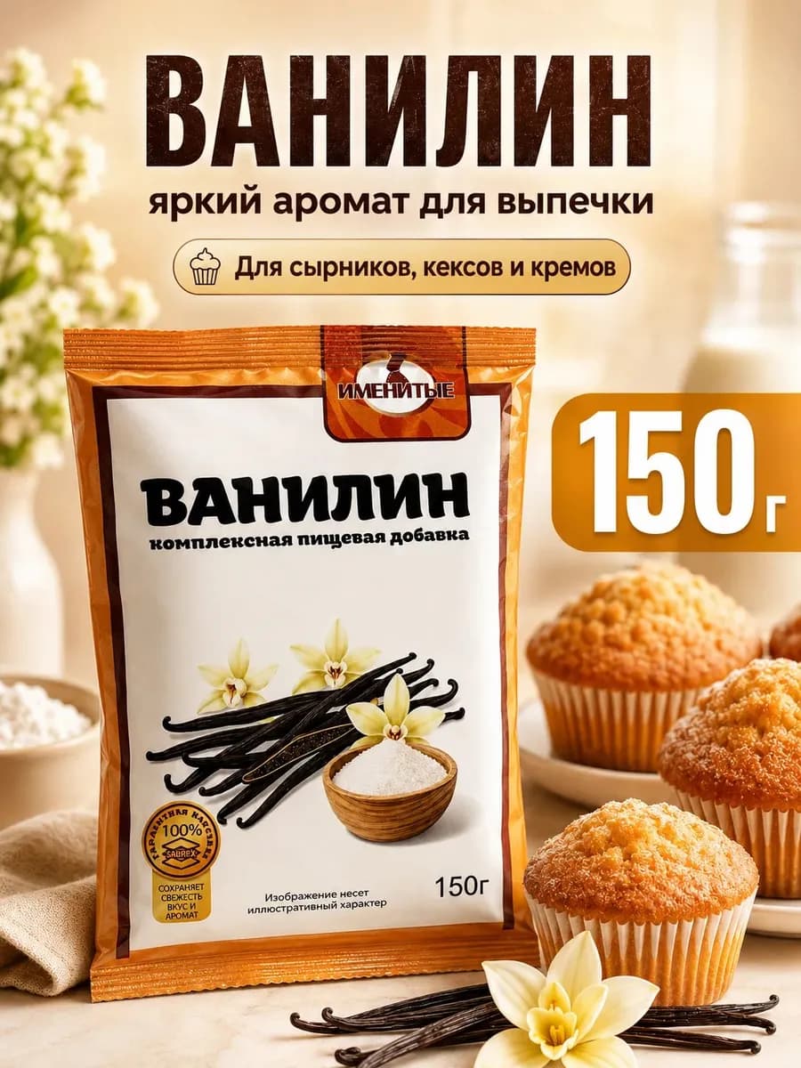 Ванилин пищевой кондитерский порошок 150гр