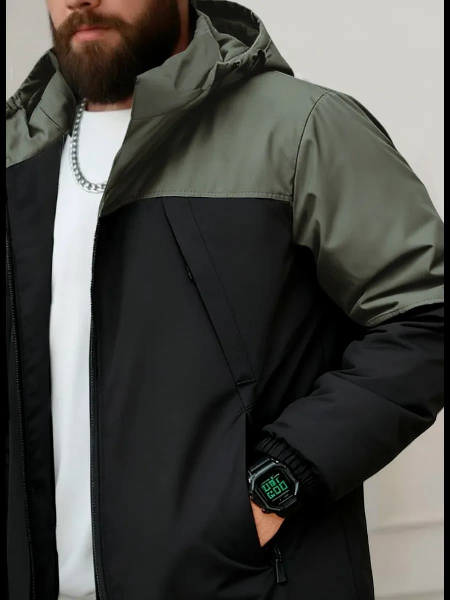 Куртка демисезонная осенняя с капюшоном теплая ветровка