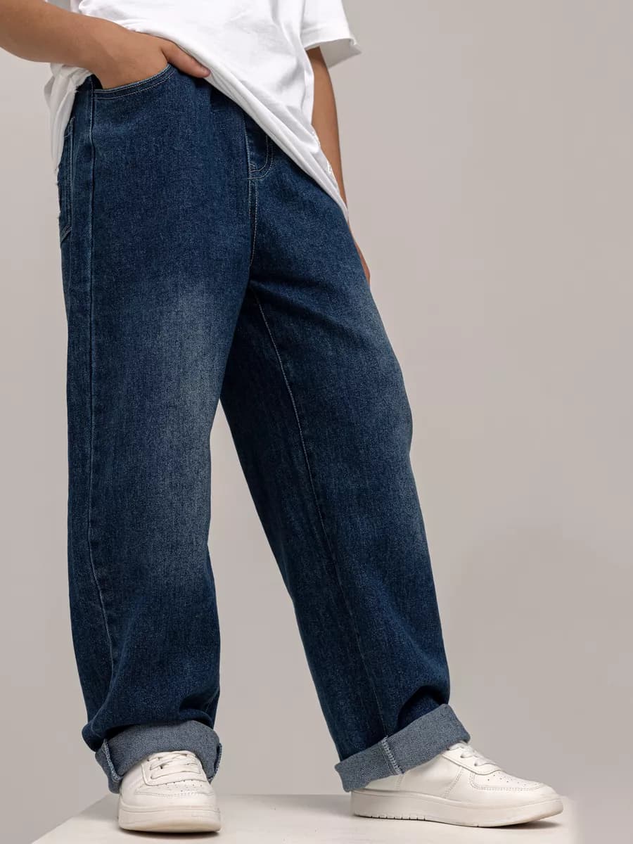 Джинсы багги широкие подростковые