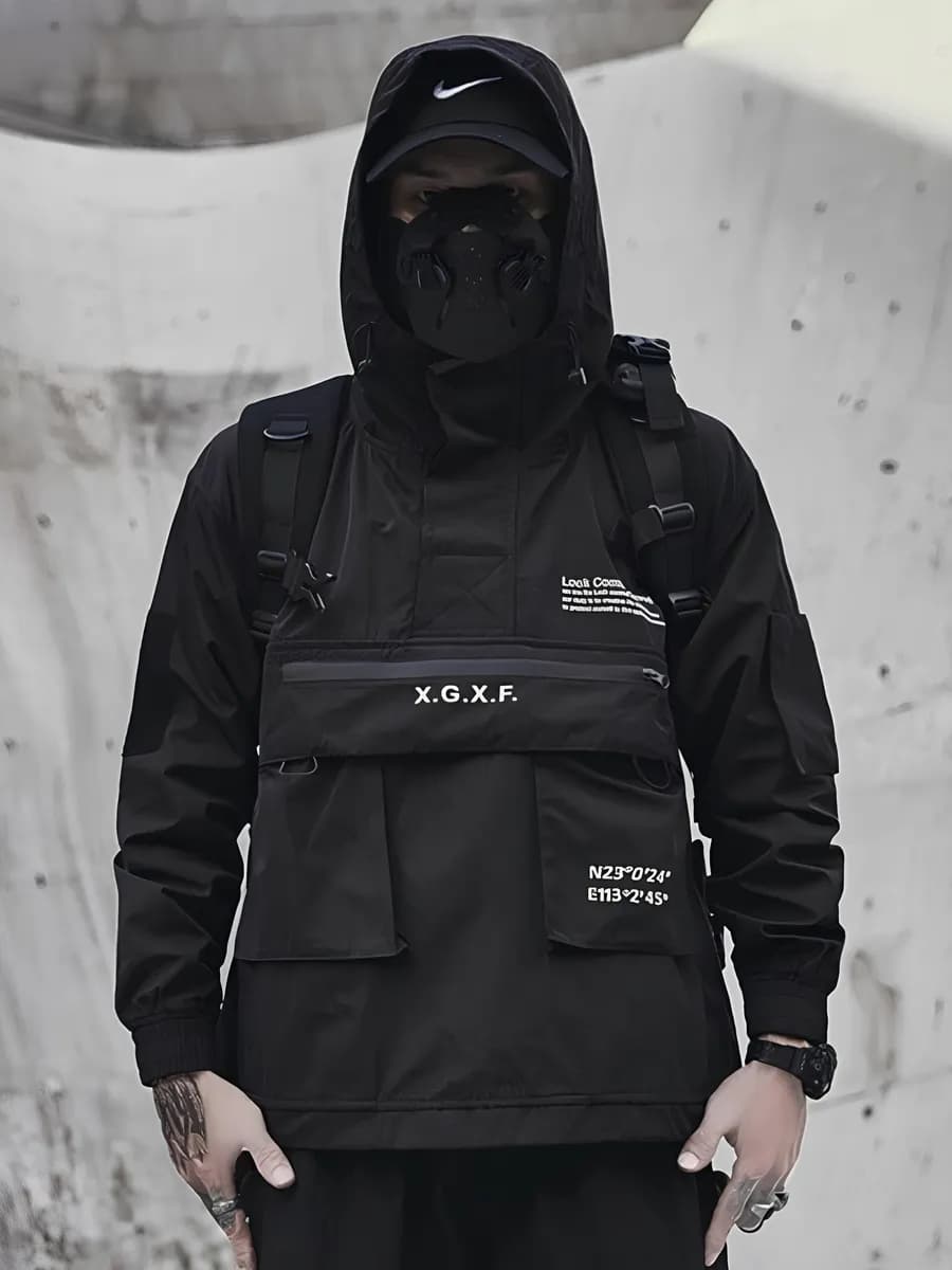 Ветровка анорак с капюшоном спортивная techwear