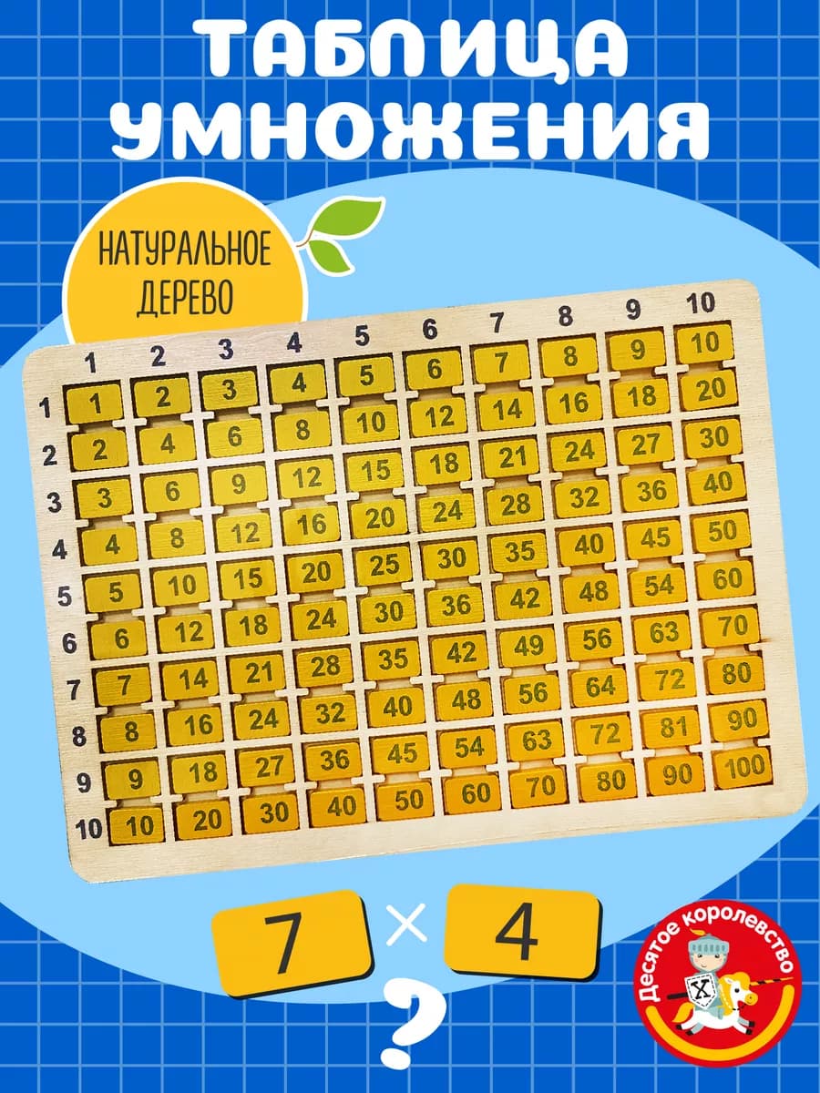 Настольная игра по математике Деревянная таблица умножения