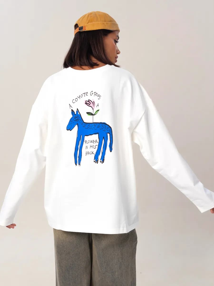 Лонгслив оверсайз y2k с принтом синий Койот