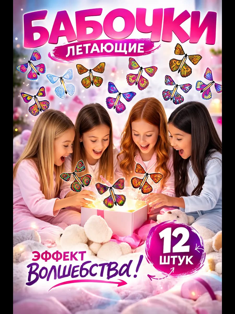 Летающие бабочки набор 12 штук игра сюрприз