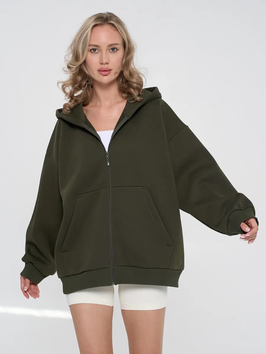 Зип худи оверсайз с начесом на молнии