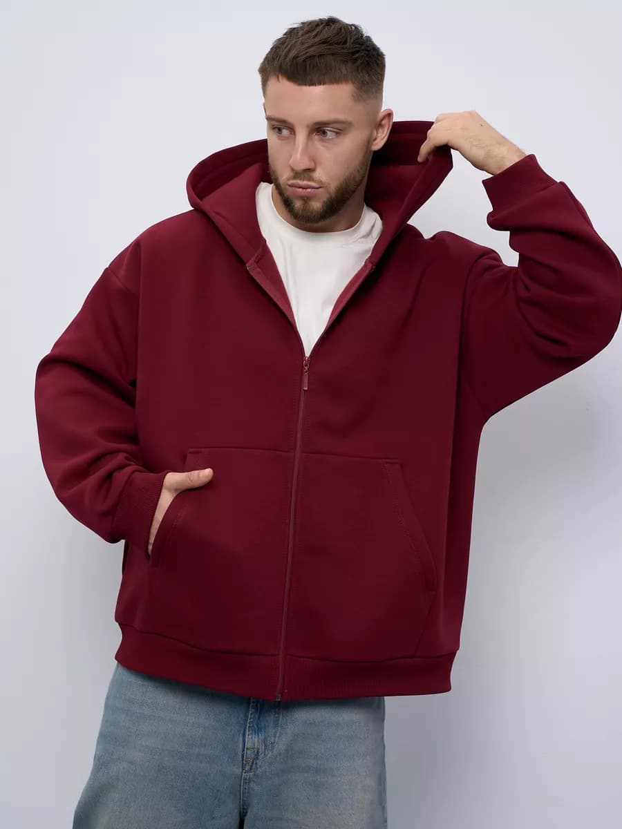 Толстовка на молнии оверсайз утепленная с начесом