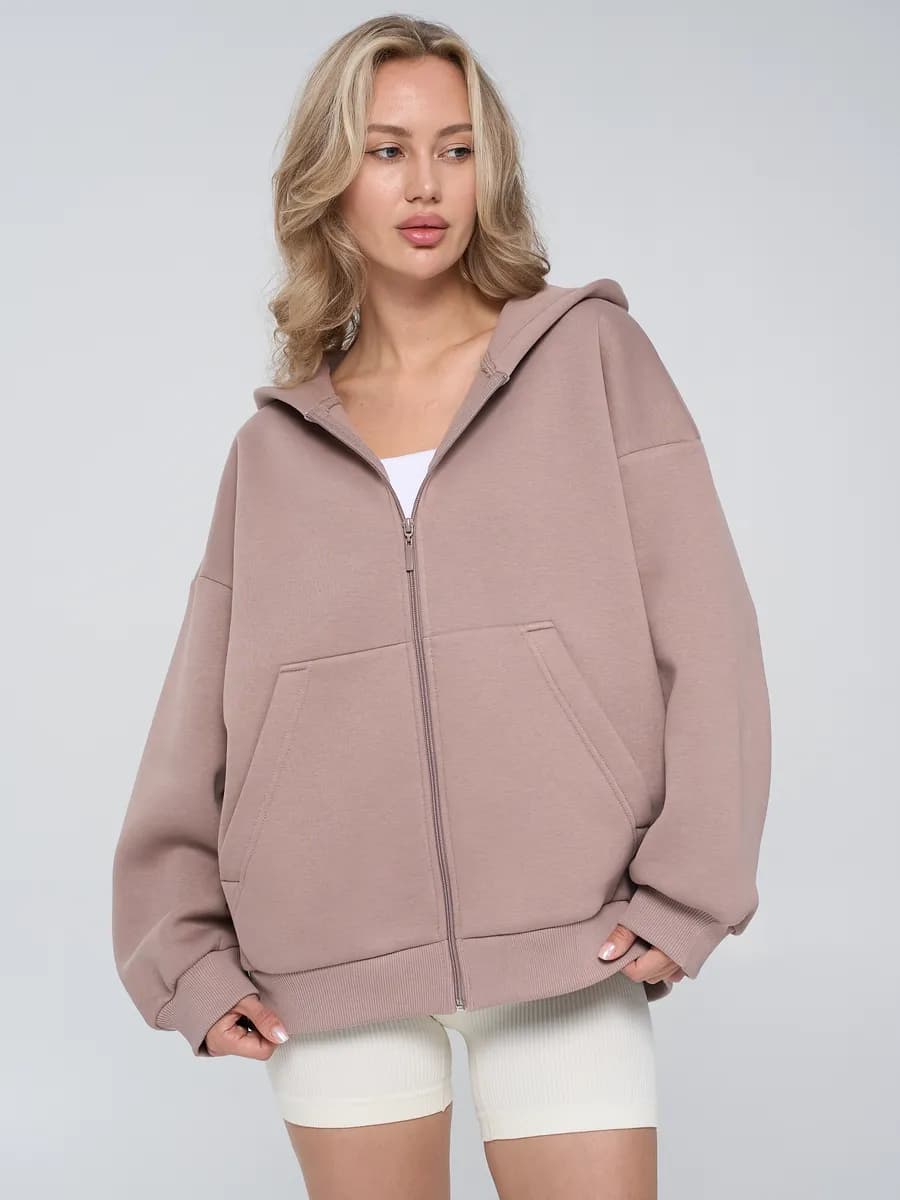 Зип худи оверсайз с начесом на молнии