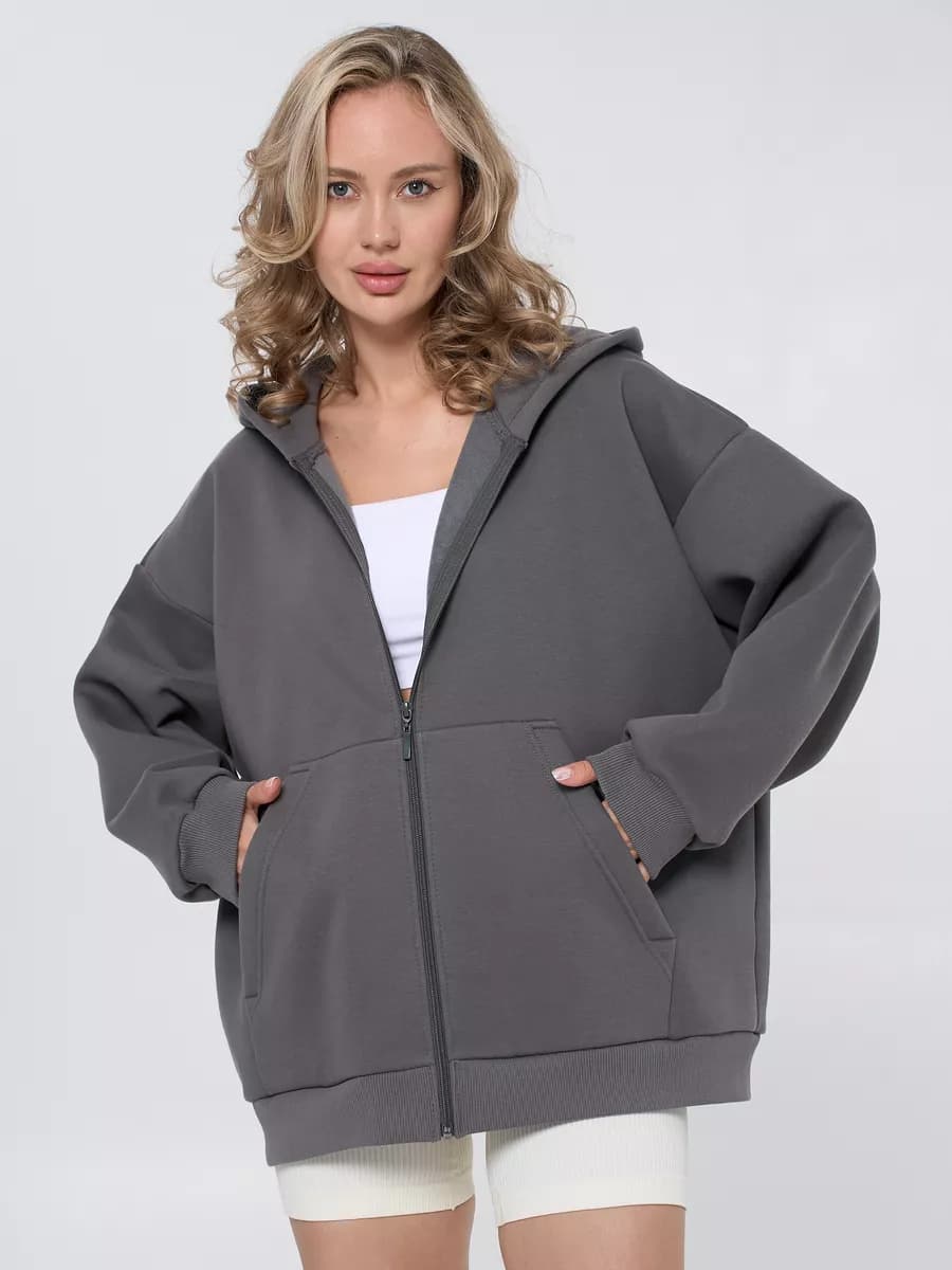 Зип худи оверсайз с начесом на молнии