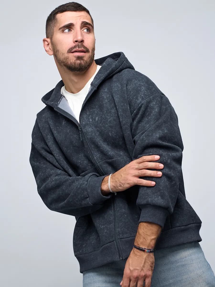 Толстовка на молнии оверсайз утепленная с начесом