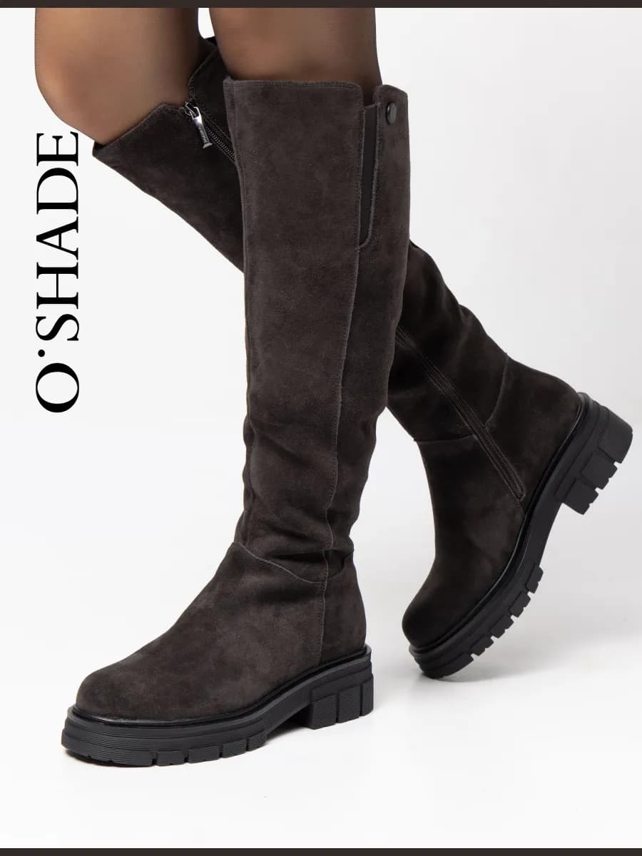 Сапоги женские зимние замшевые коричневые