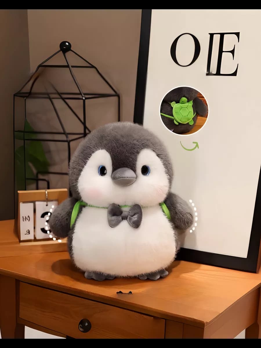 Мягкая плюшевая игрушка пингвин пушистый пингвиненок - фото 1