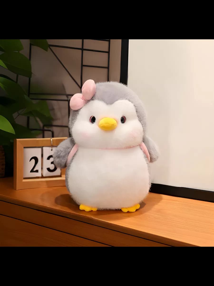 Мягкая плюшевая игрушка пингвин пушистый пингвиненок - фото 1