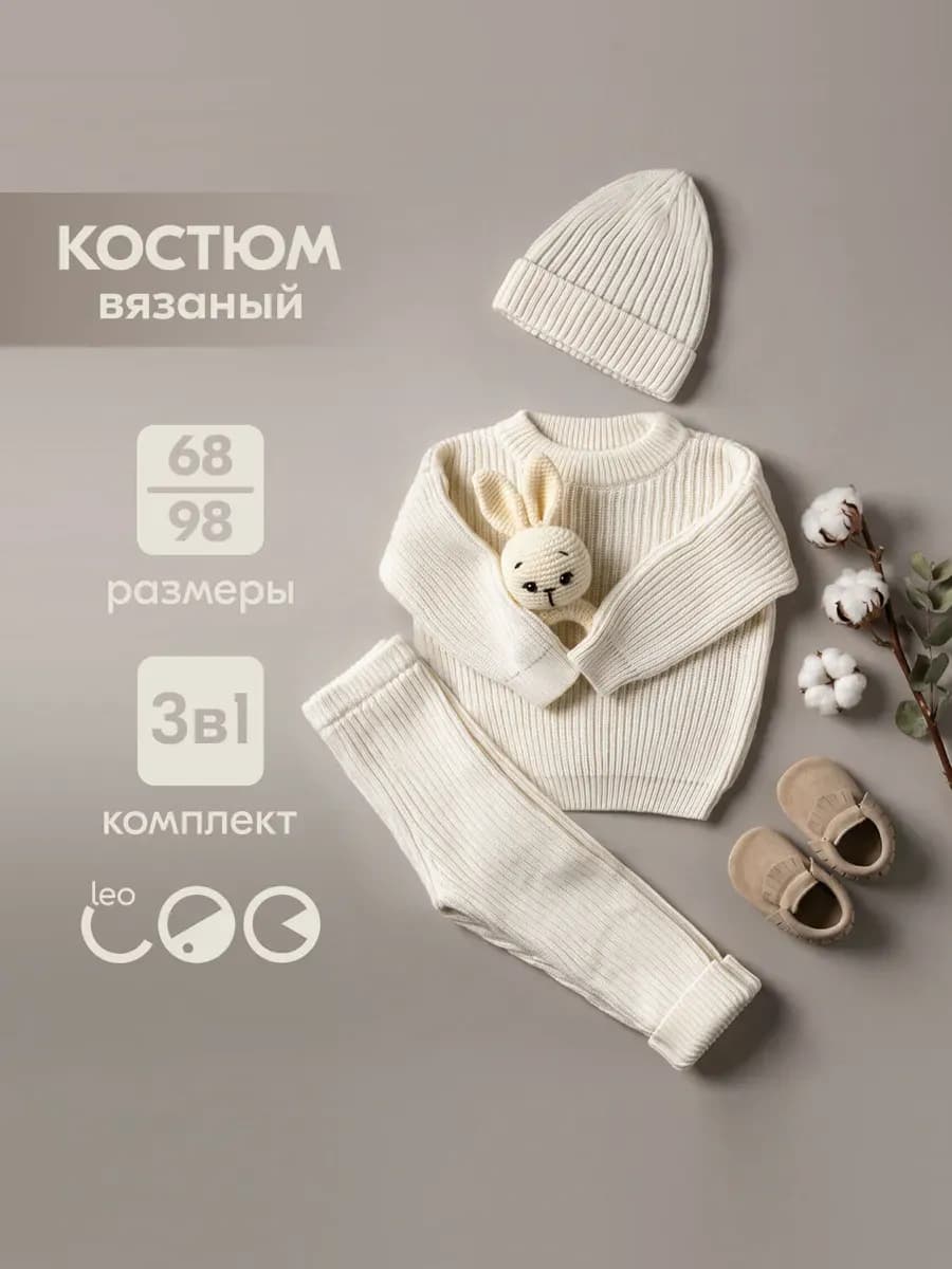 Костюм вязаный лапша для новорожденного малыша