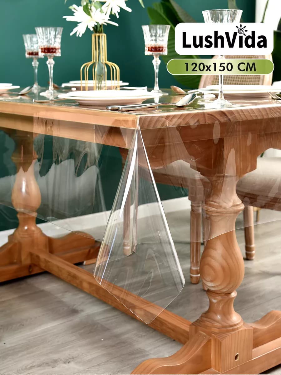 Клеенка на стол на кухню 120*150 прозрачная пвх