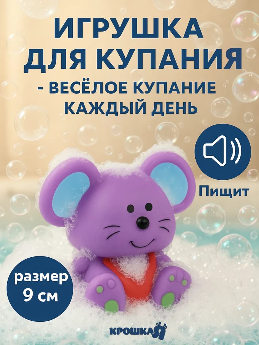 Резиновая игрушка для ванны Мышонок цвет Микс - фото 1