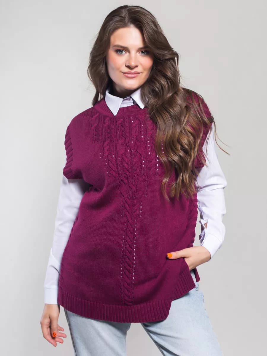 Жилет вязаный трикотажный больших размеров