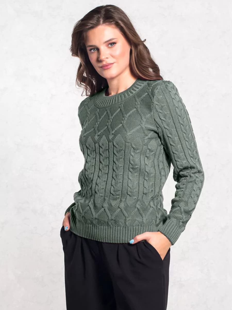 Джемпер вязаный теплый больших размеров - фото 1