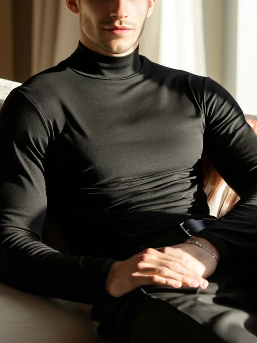 Водолазка с горлом базовая хлопковая классическая облегающая