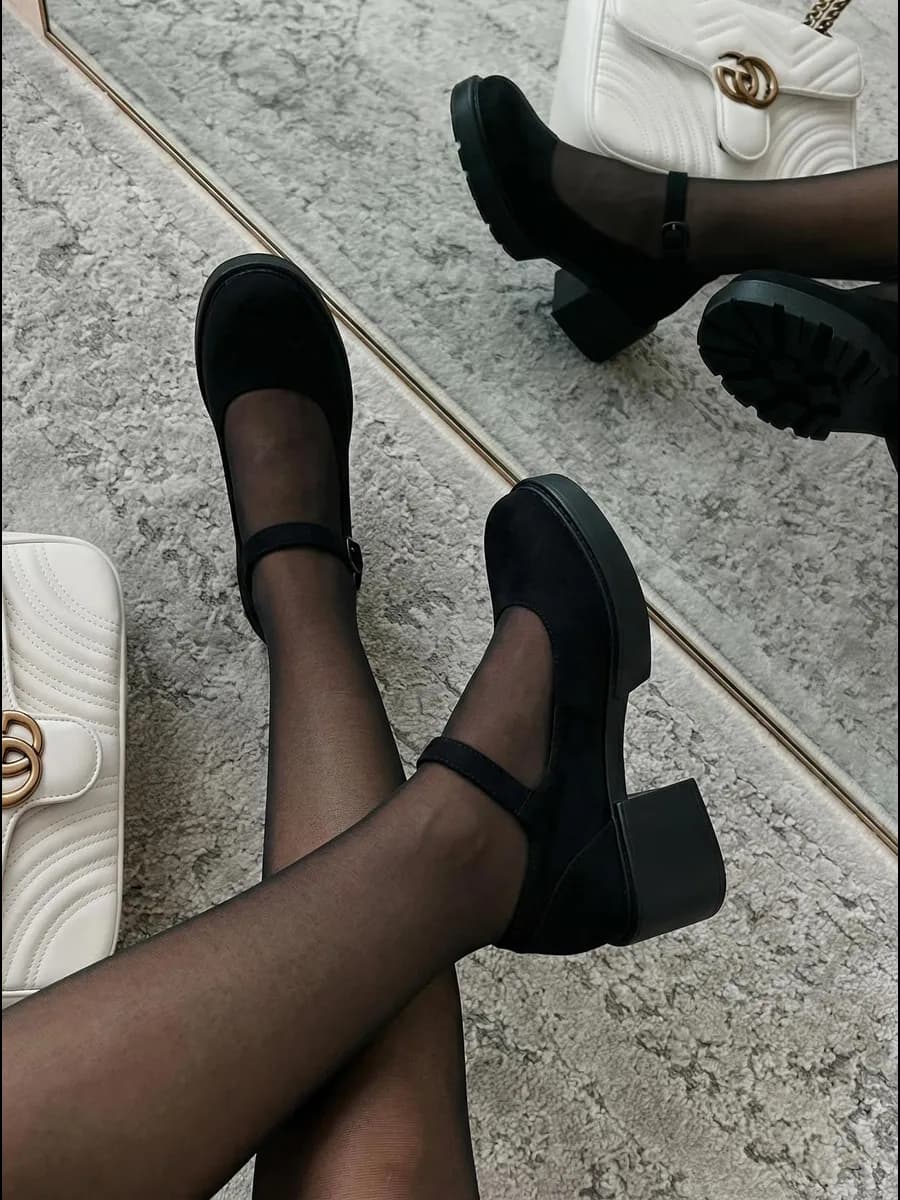 Туфли замшевые школьные Мери Джейн