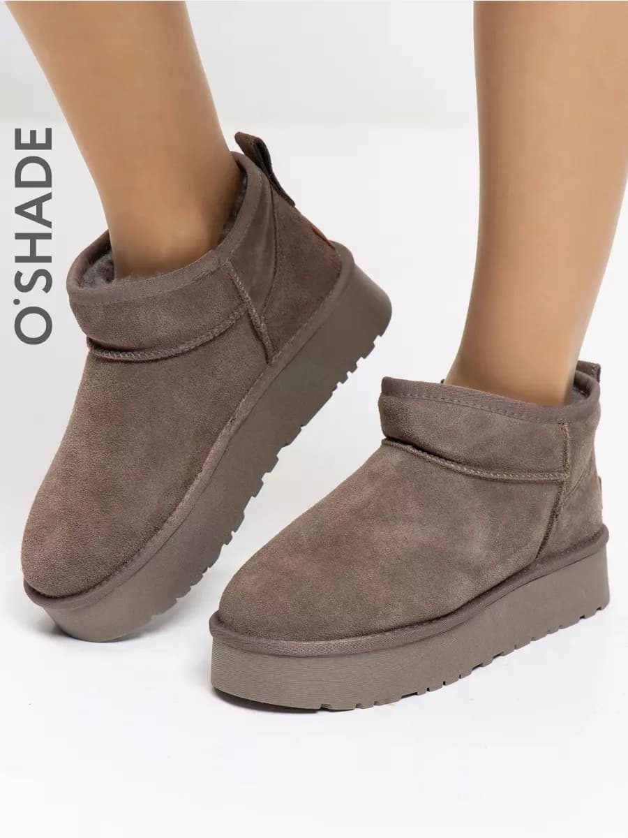 O'SHADE Угги женские зимние короткие коричневые