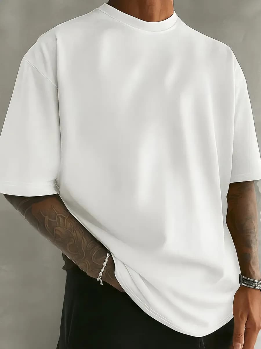 Белая футболка оверсайз плотная хлопок широкая