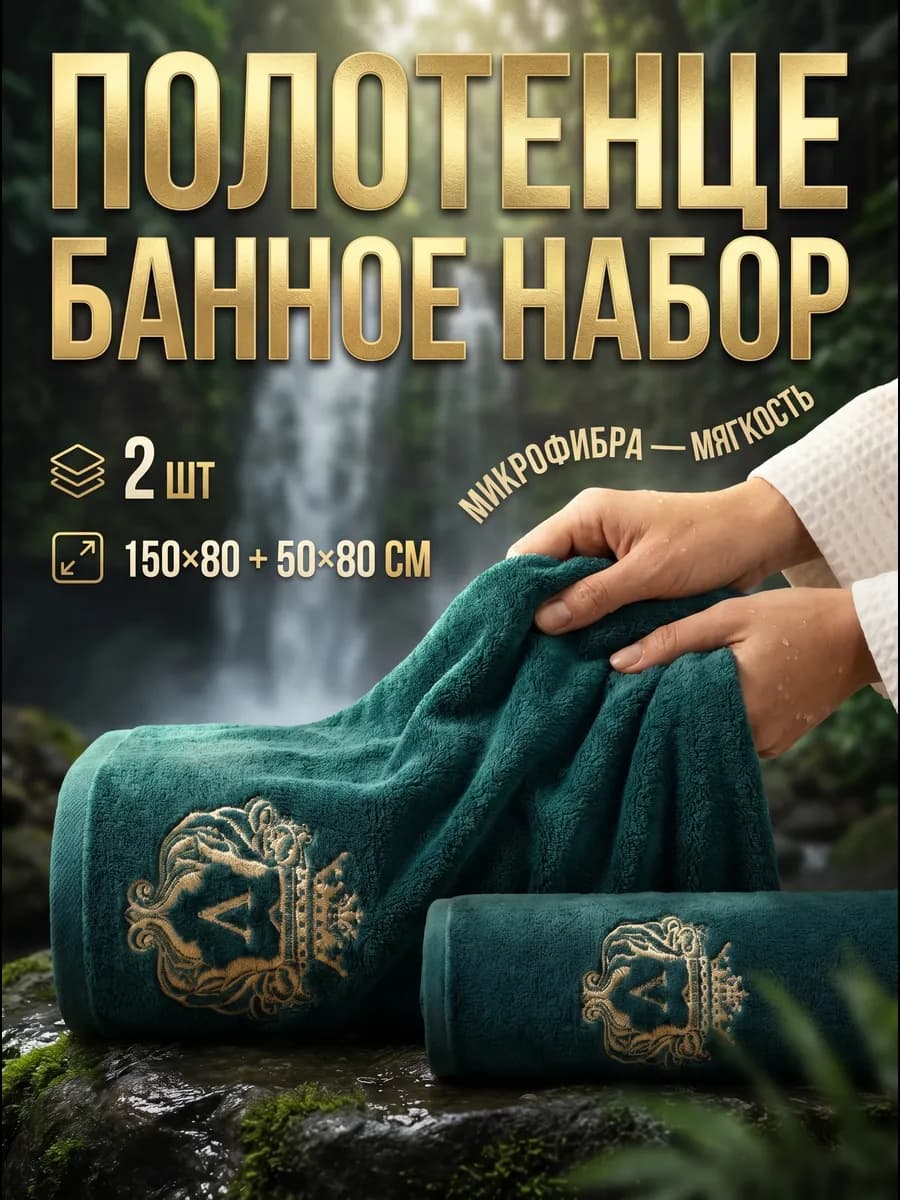 Полотенце банное микрофибра набор 2 шт подарок