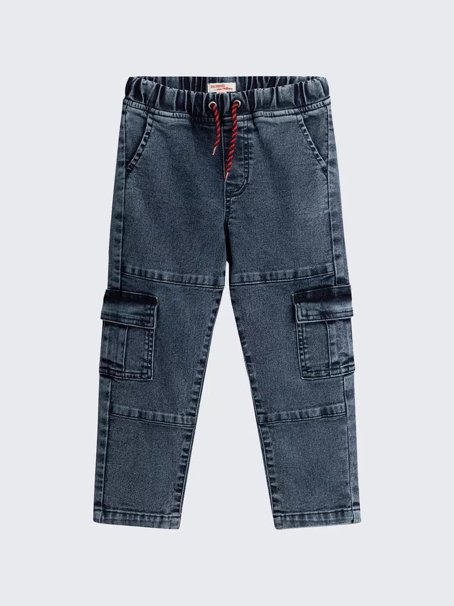 Джинсы карго зауженные на резинке