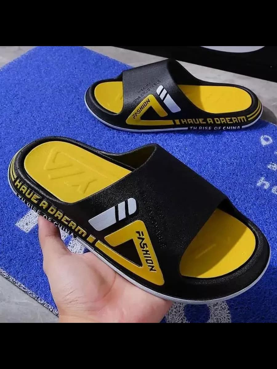 Шлепанцы пляжные SPORT черно-жёлтые