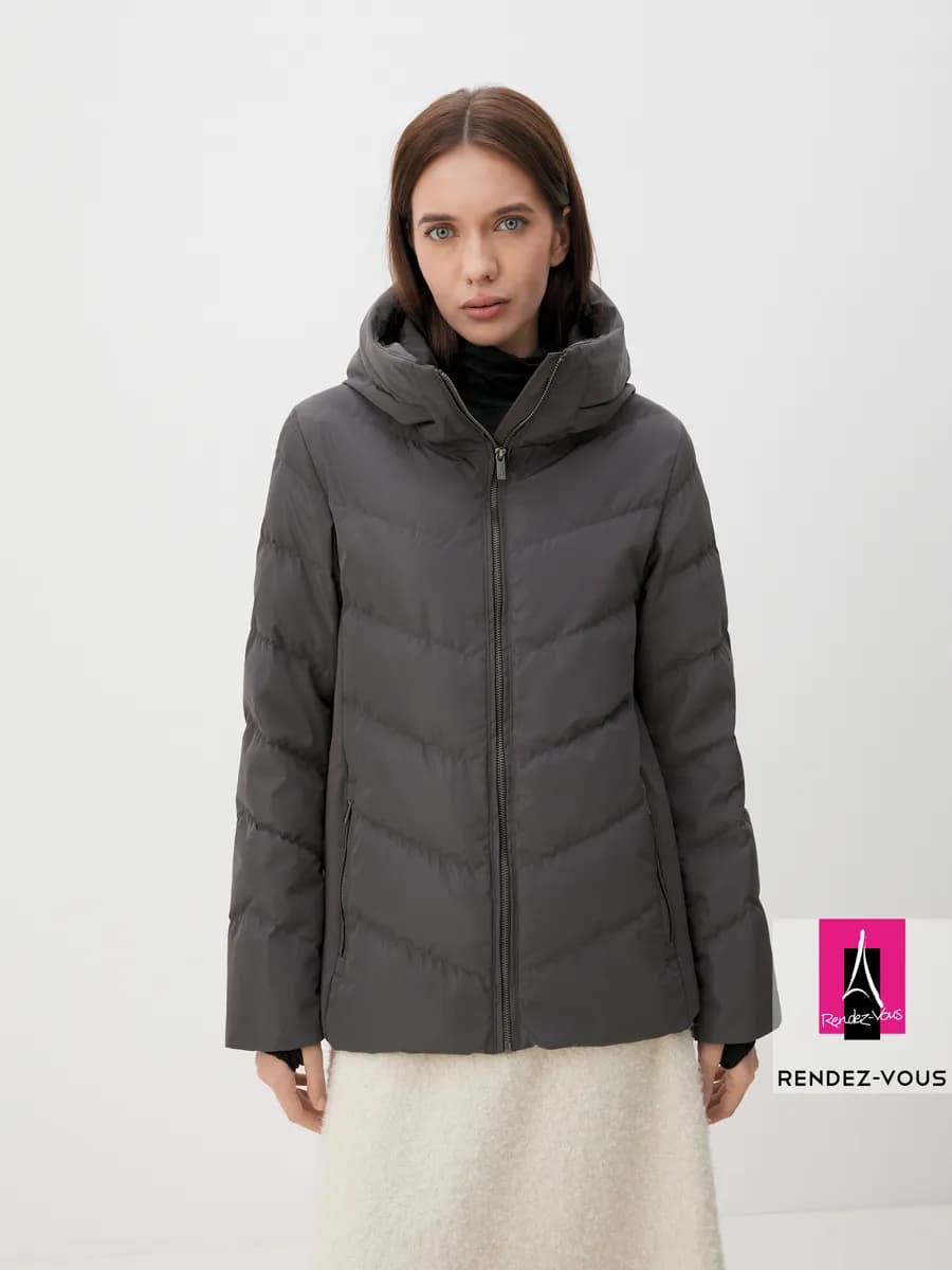 Пуховик с капюшоном натуральный пух перо