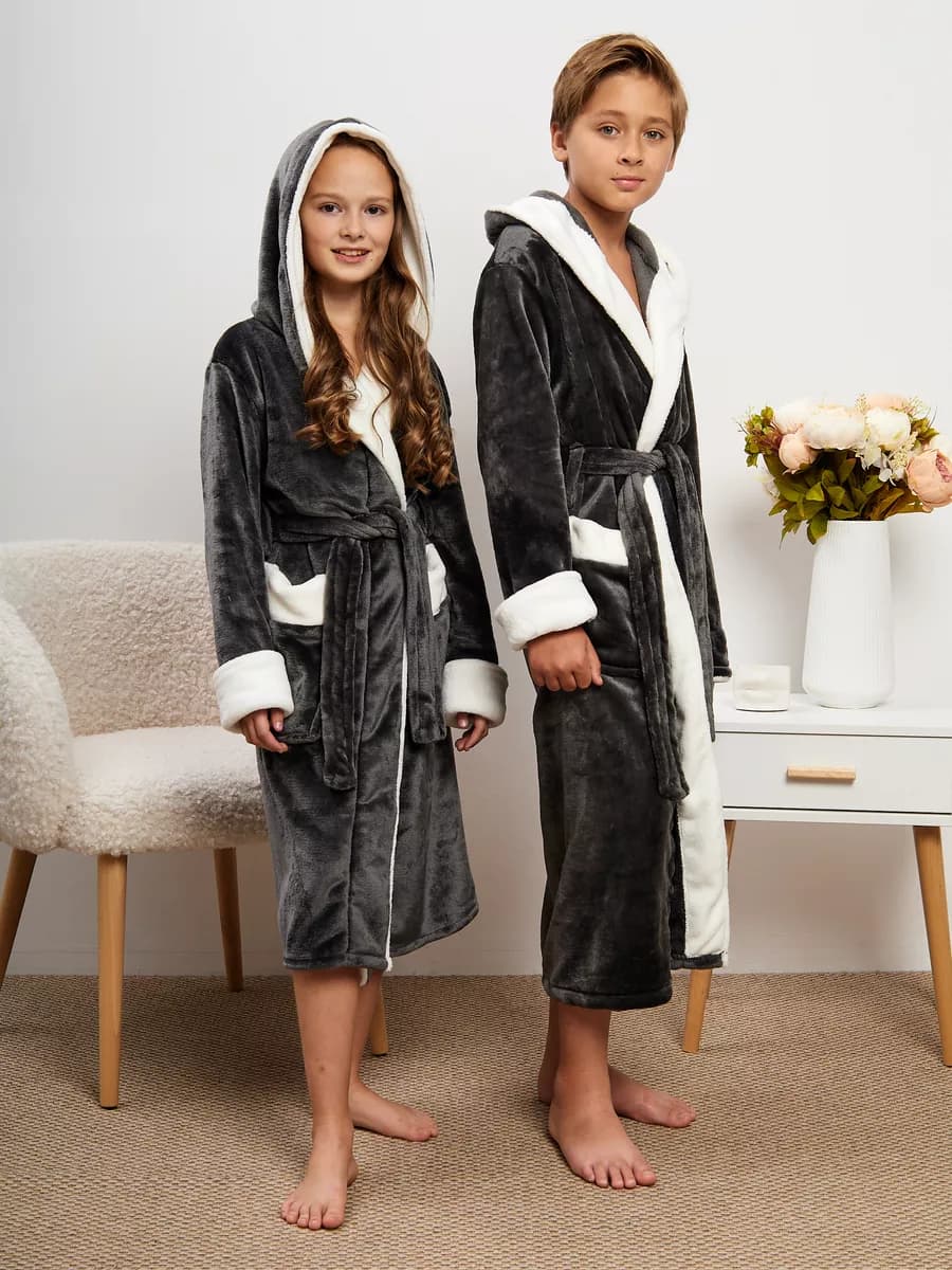 Халат домашний теплый банный с капюшоном