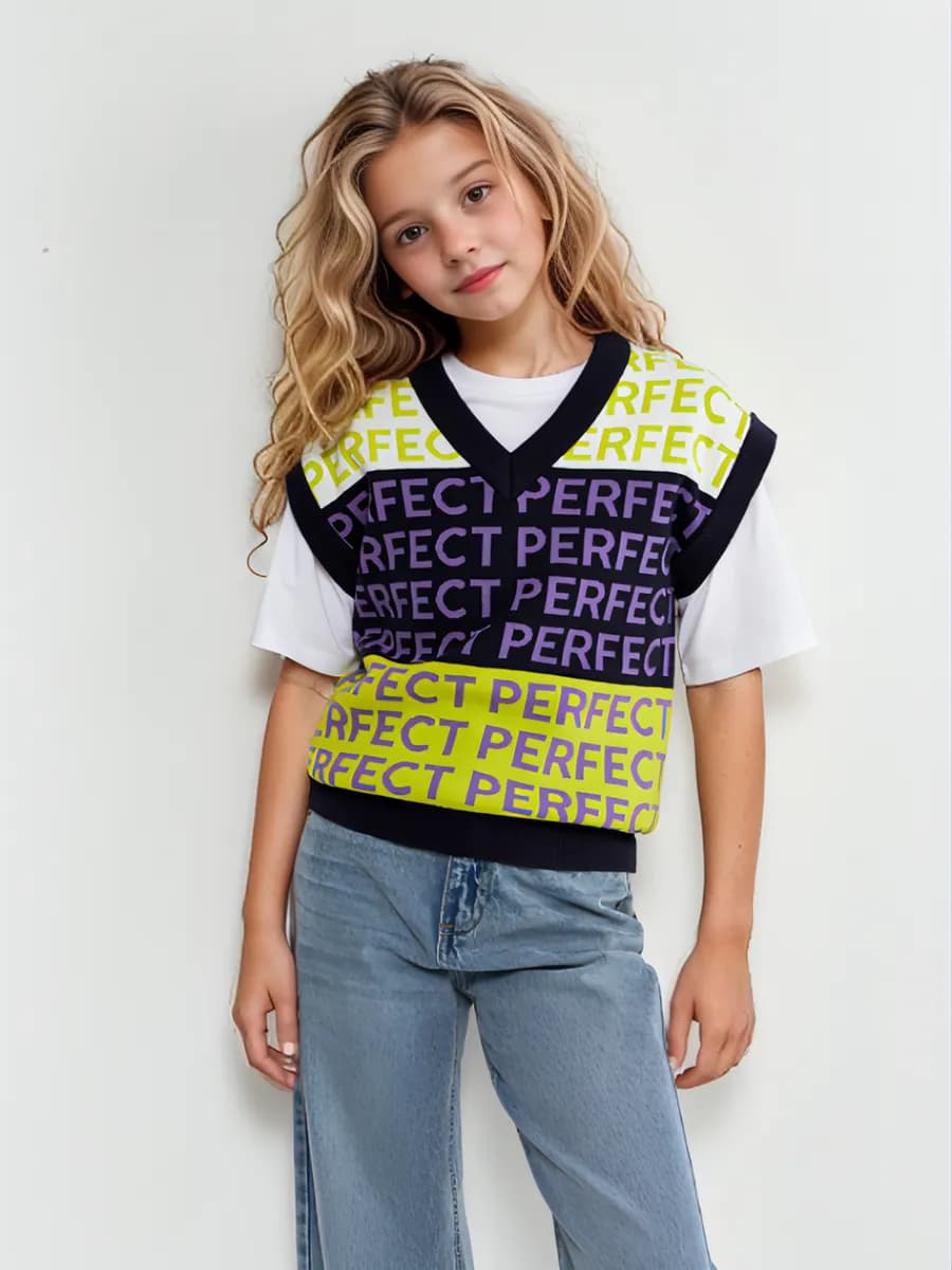 Жилет трикотажный безрукавка для девочки - фото 1