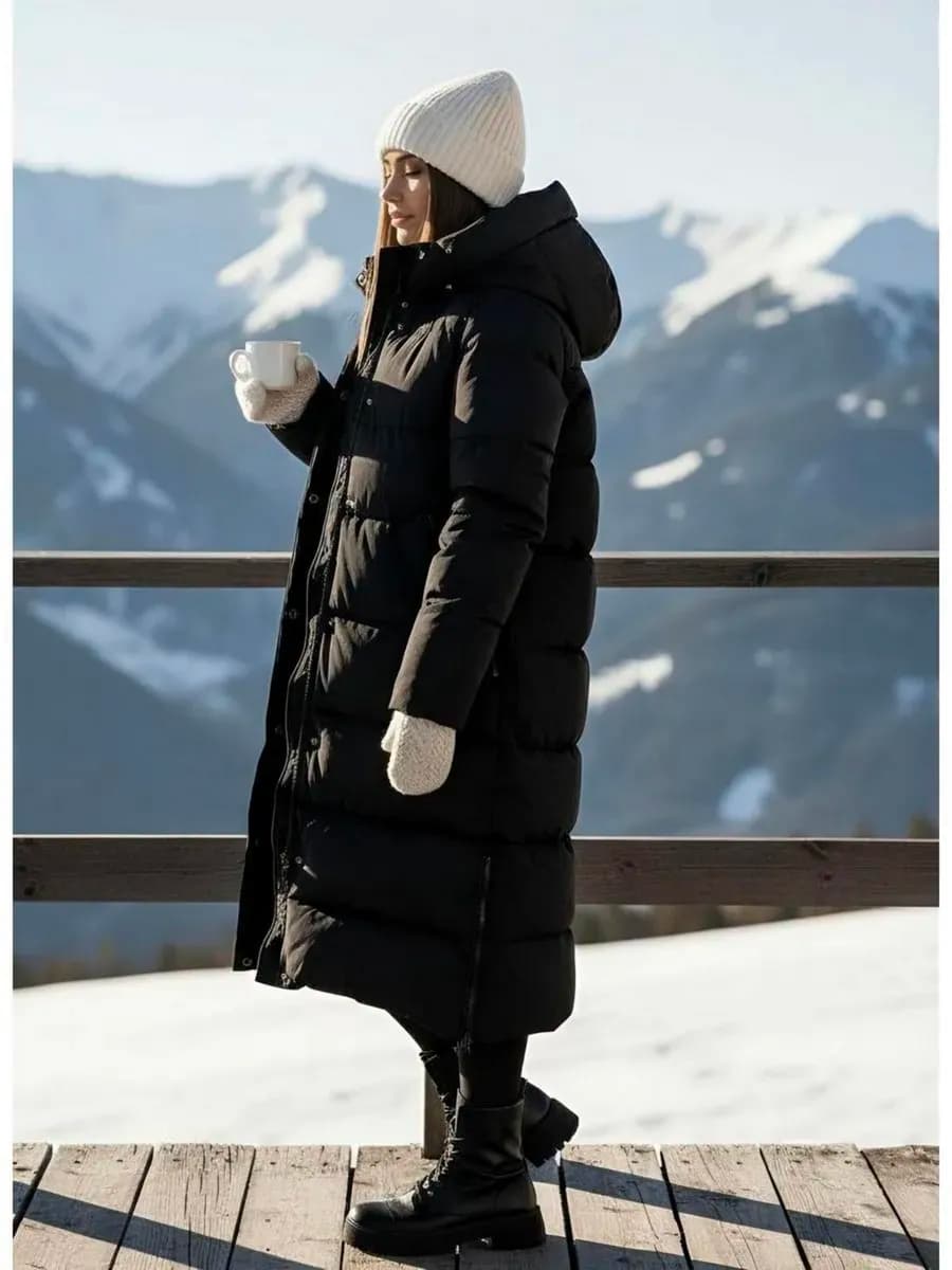 Куртка зимняя длинная с капюшоном