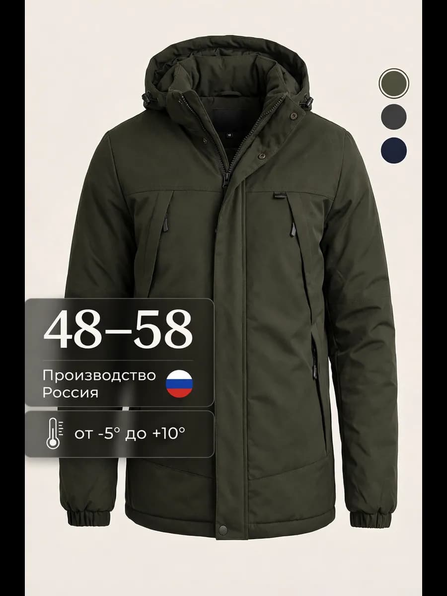 Куртка парка с капюшоном удлиненная весенняя