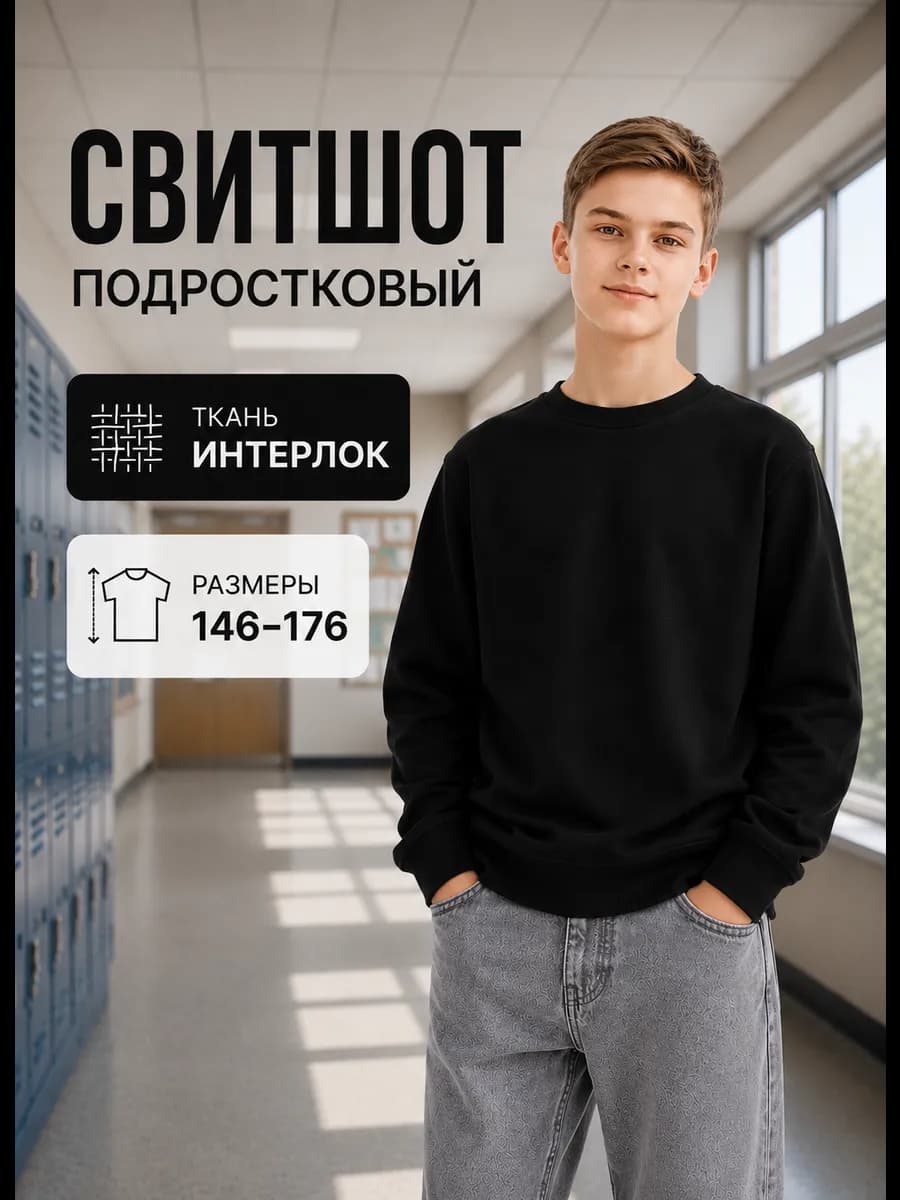 Свитшот в школу подростковый лонгслив