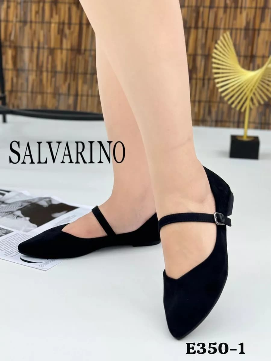 Балетки с ремешком на каблуке лодочки замшевые - фото 1