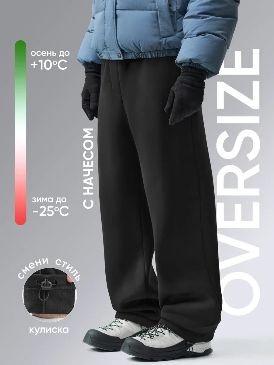 Утепленные прямые спортивные брюки с начесом зимние