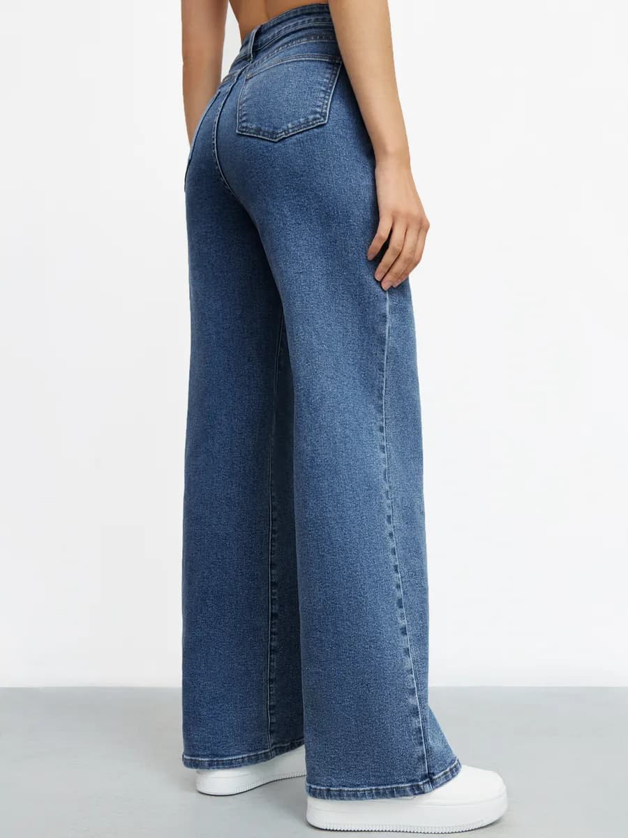 Джинсы широкие прямые с карманами варенка