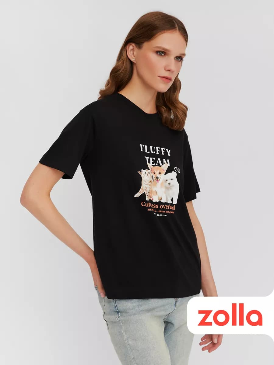 Женская футболка из хлопка с принтом