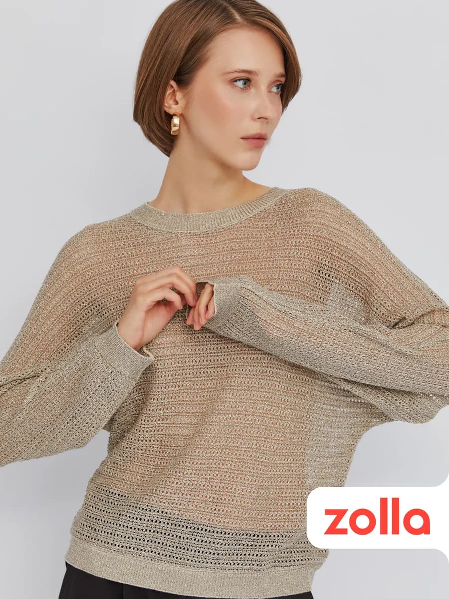 Женский вязаный джемпер с люрексом - фото 1