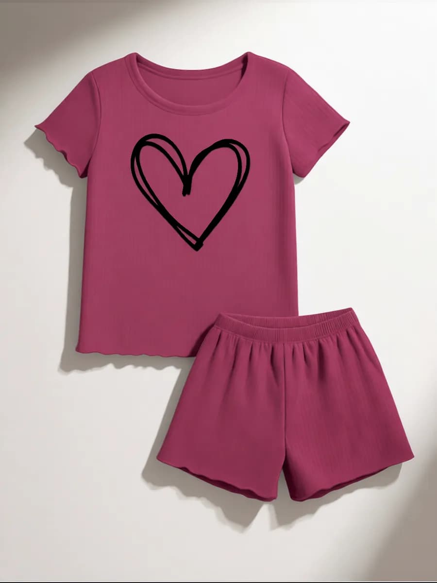 Пижама с шортами в рубчик