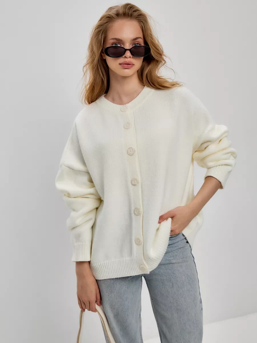 Кардиган оверсайз на пуговицах вязаный школьный