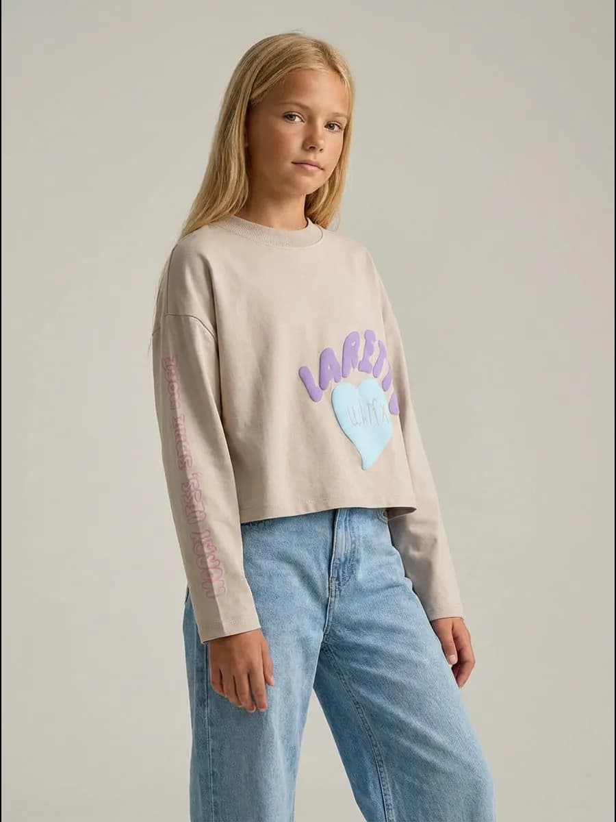 Лонгслив для девочки бежевый