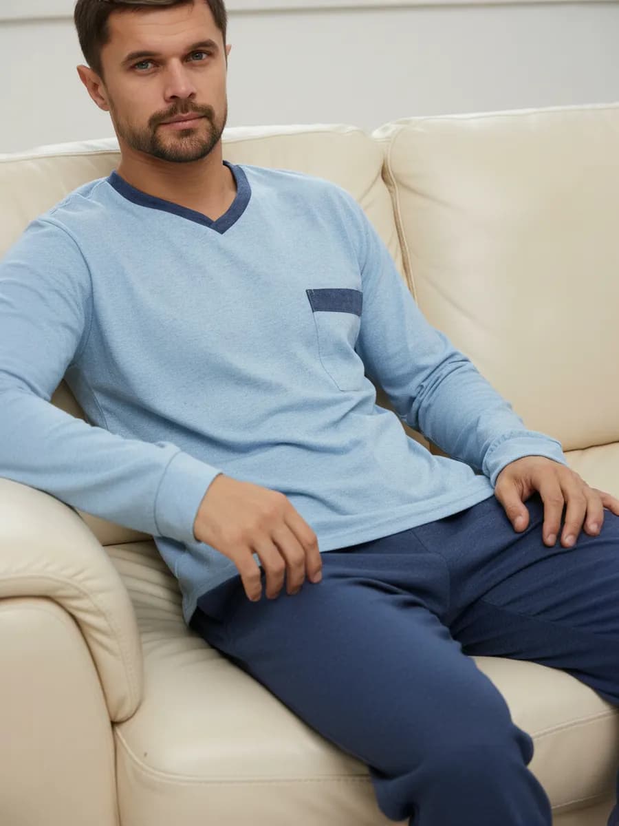 Костюм летний домашний с брюками хлопок - фото 1