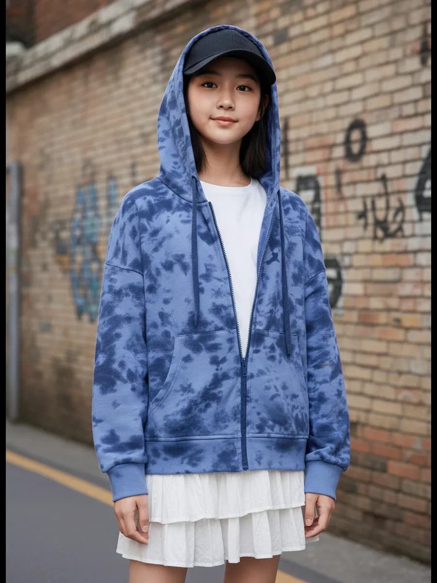 Зип худи зипка для девочки синяя варенка