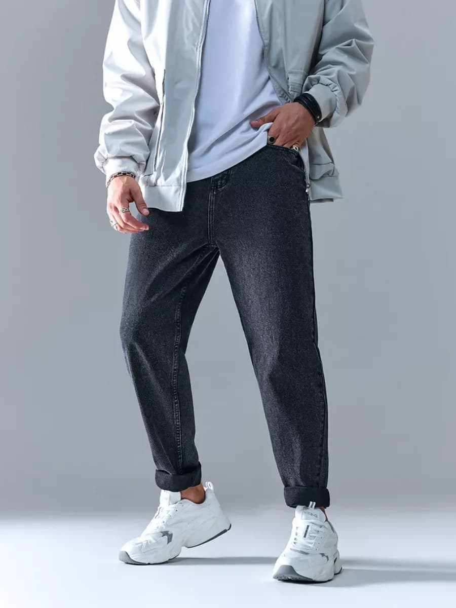 Джинсы бананы широкие