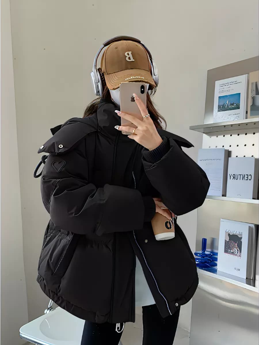 куртка y2k зимняя с капюшоном