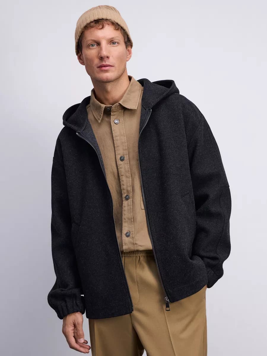 Толстовка свободная на молнии с капюшоном - фото 1