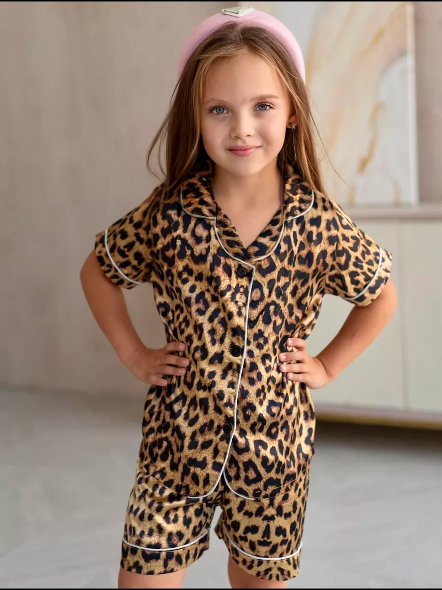 Пижама леопардовая детская с шортами