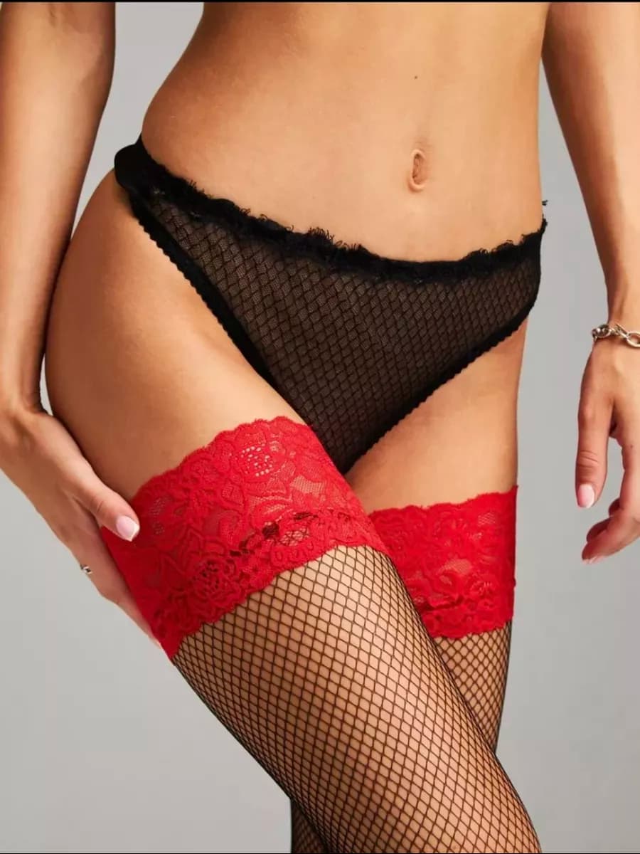 Чулки кружевные черные в сетку сексуальные 40 DEN