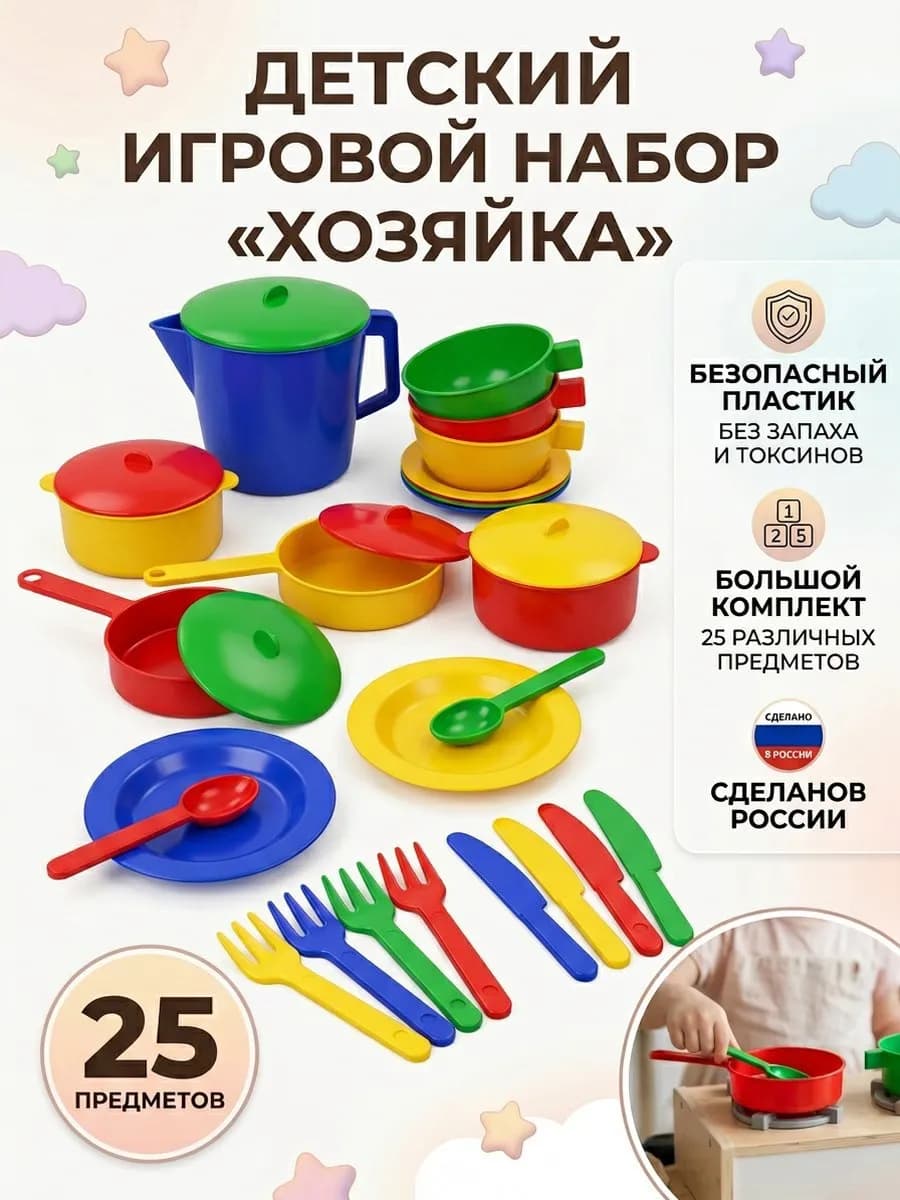 Развивающий игрушечный набор посуды для детей КУХНЯ