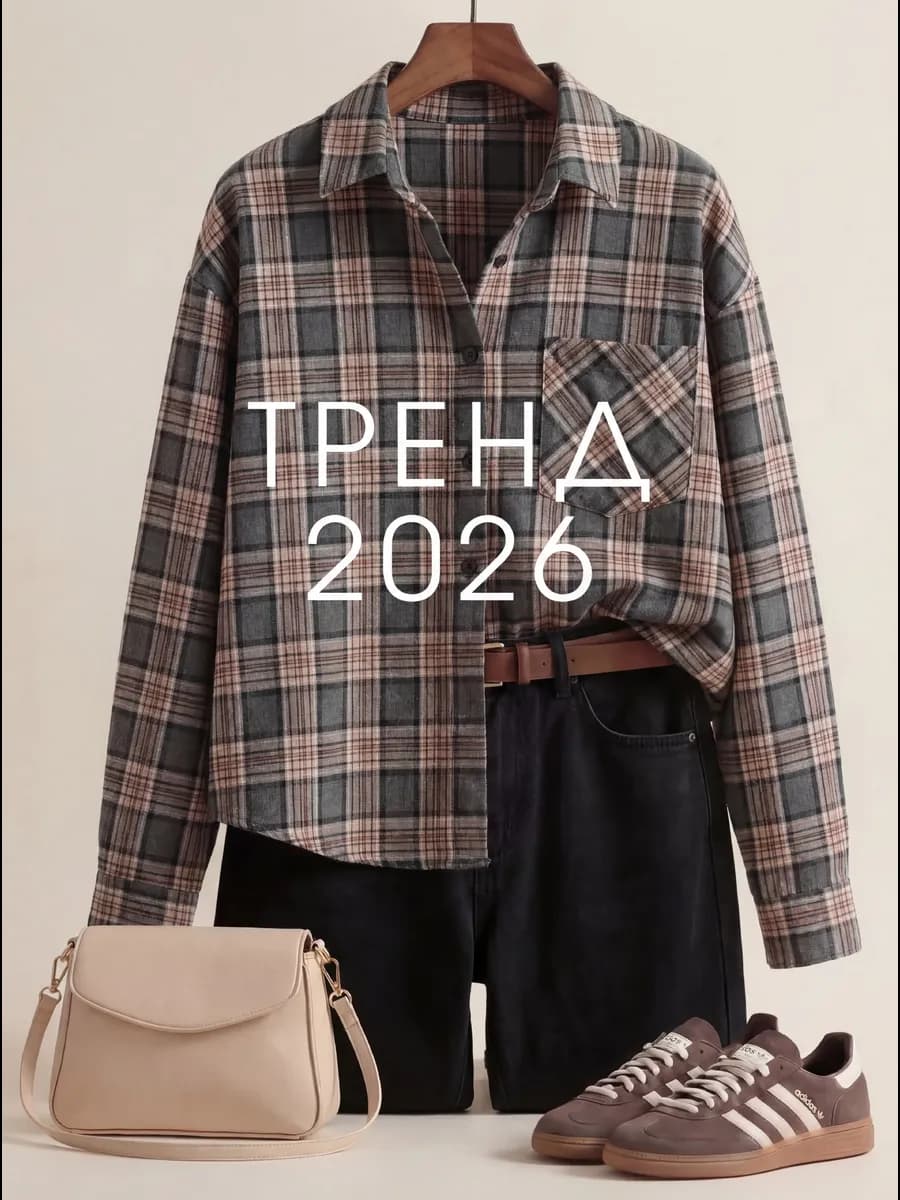 Рубашка в клетку оверсайз y2k теплая